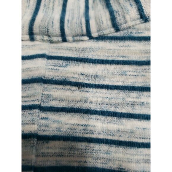 T By Talbots Women's Petite Teal White Striped Open Long-sleeve Top Active Shirt - Picture 7 of 7